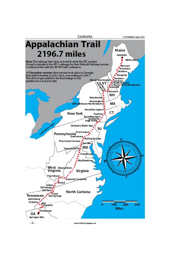 2023 WhiteBlaze Pages Basic PDF, A Complete Appalachian Trail Guidebook